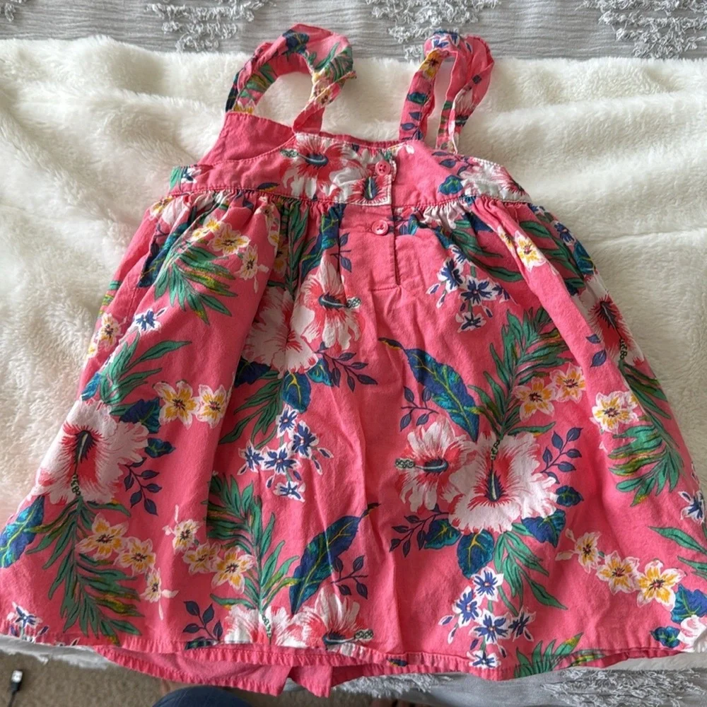 Gap pink Hawaiian floral print sundress cotton size 18-24 months